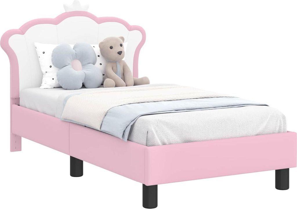 vidaXL Kinderbettgestell mit Kopfteil Rosa 70 x 140 cm PU Produktbild 