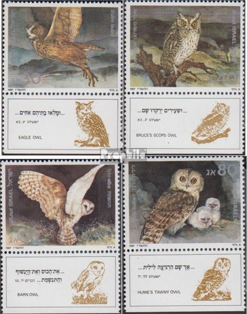 Briefmarken Israel 1987 Mi 1052-1055 mit Tab (kompl.Ausg.) gestempelt Vögel der Bibel