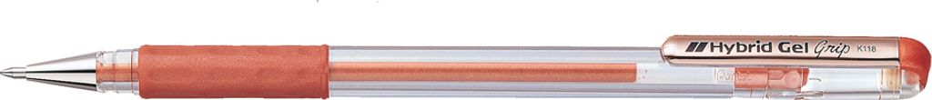 Pentel K118-ME, Verschlossener Gelschreiber, Braun, Braun, Transparent, Kunststoff, Rund, Beidhändig
