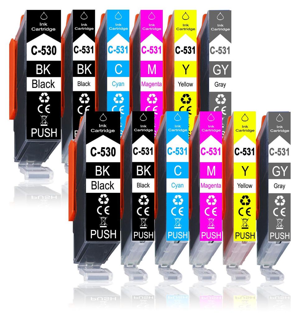 12er Pack Druckerpatronen 530 531 XL kompatibel mit Canon Produktbild 
