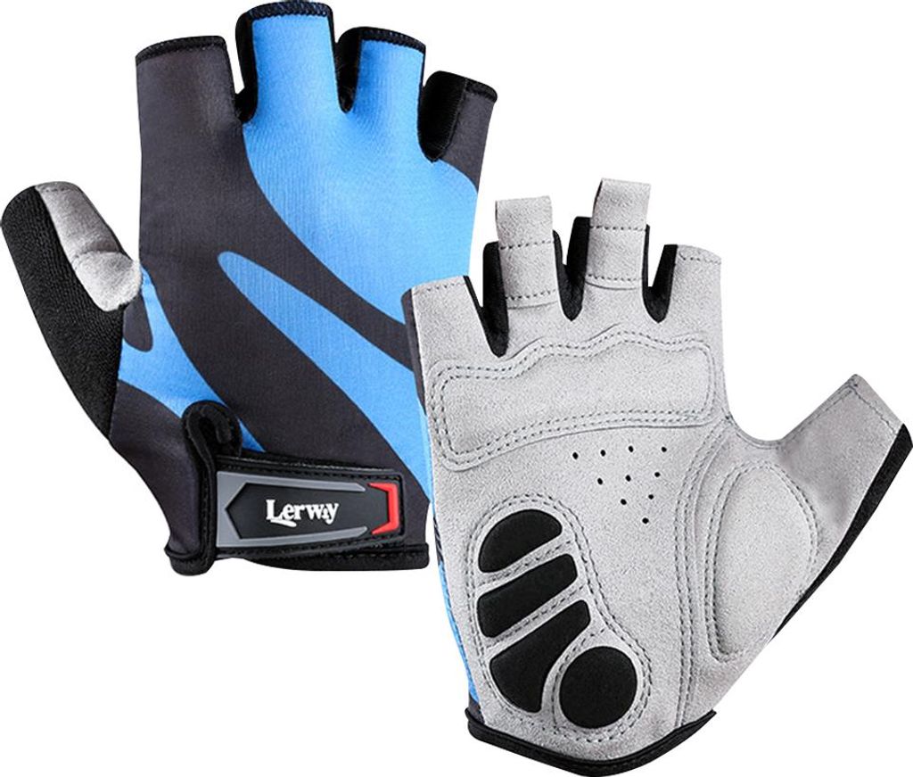 Mountainbike-Handschuhe, rutschfest, stoßdämpfend, gepolsterte Fahrradhandschuhe für Fitnesstraining im Freien (blau)