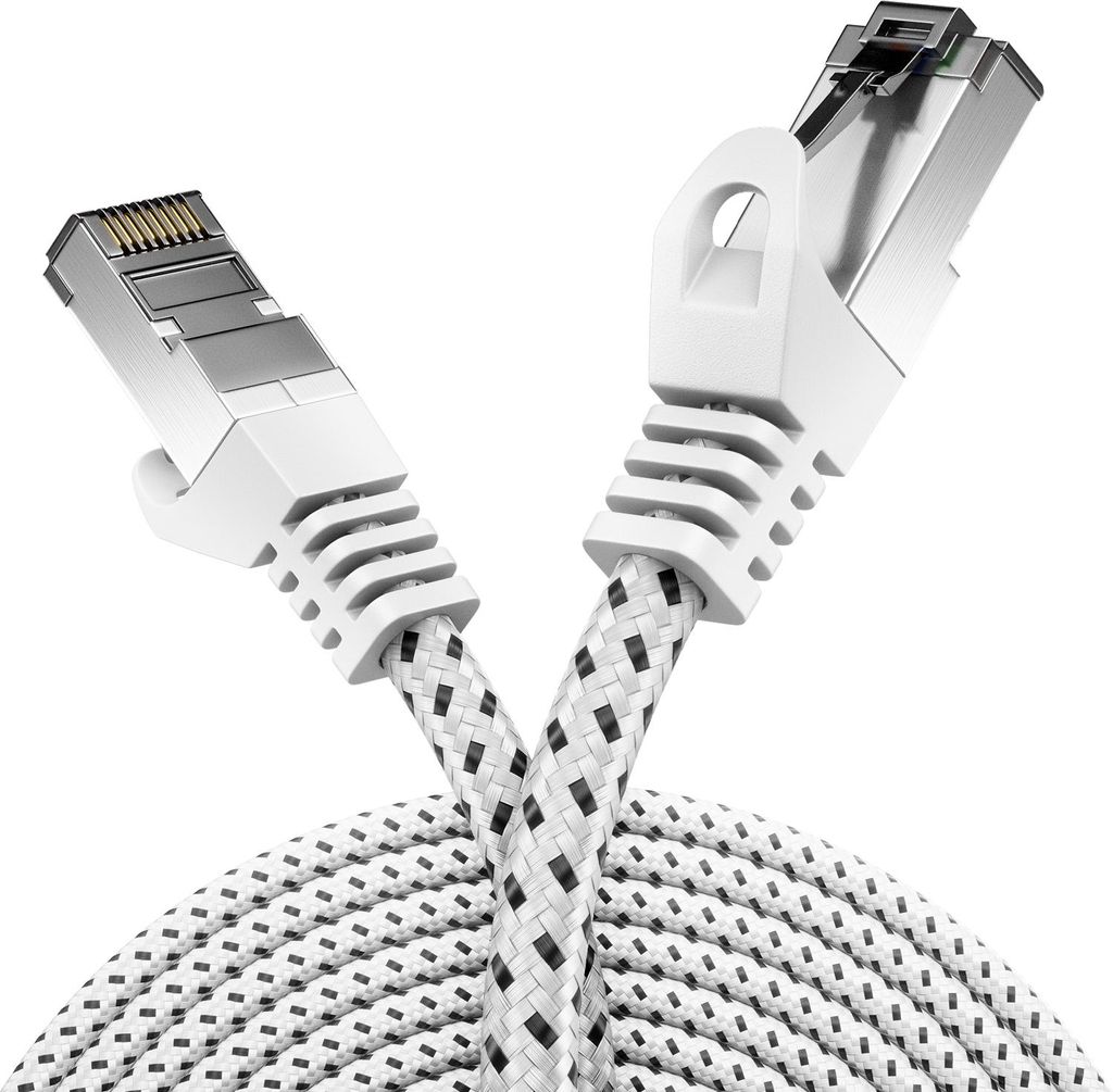 deleyCON 20m CAT7 LAN Kabel - Netzwerkkabel mit Kupfer & Nylonmantel - AWG27 600 MHz 10 Gbit/s S-FTP (PIMF) RJ45 Patchkabel Ethernetkabel für Inte...