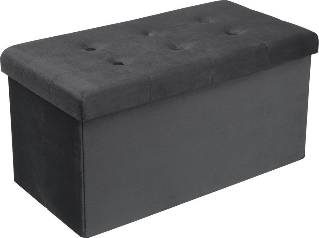 Moderne Aufbewahrungsbank – Sitzbank Hocker – Grau Velvet – Mit Stauraum – 76x38x38 cm