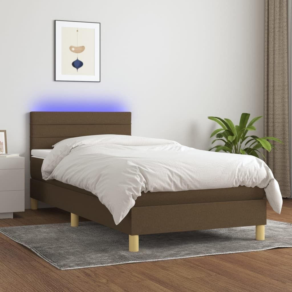 Maison Exclusive - Boxspringbett mit Matratze & LED Dunkelbraun 80x200 cm Stoff