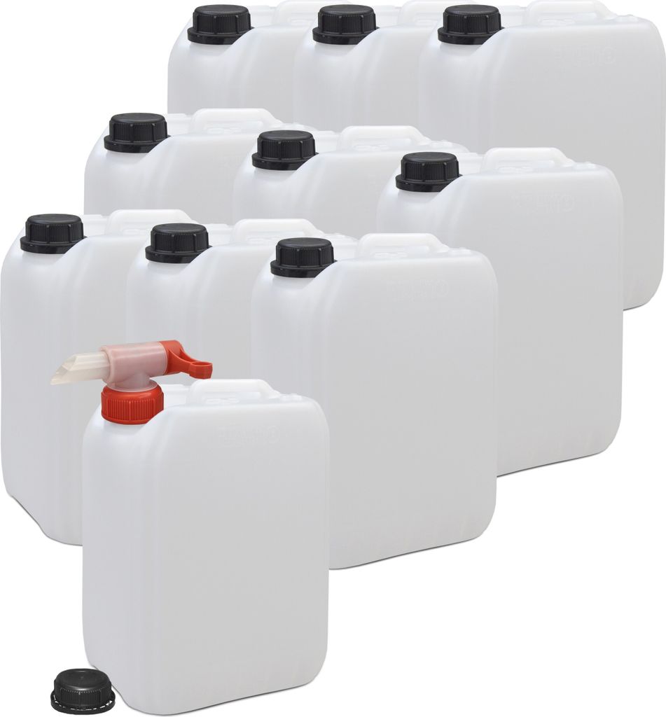 plasteo® 10x 5 litres bidons d'eau bidons de camping + 1 x Image du produit 