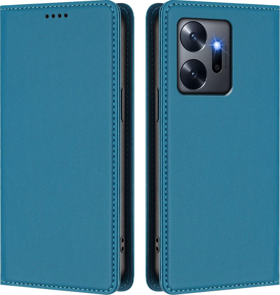 Handyhülle für Infinix Zero 20, Kunstleder Klapphülle Stoßfeste Magnetische Hülle mit Ständer Blau
