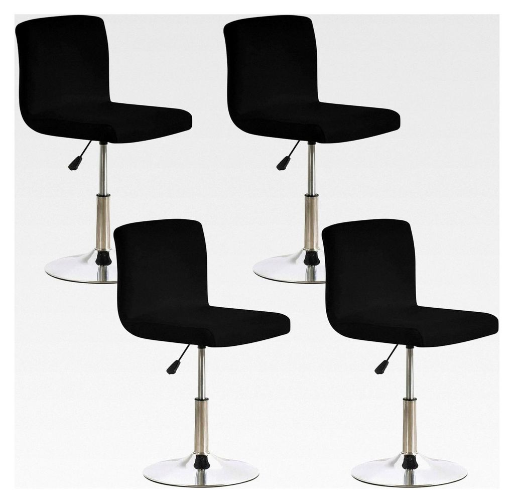 Stuhlbezüge mit Rückenlehne, elastische Abdeckungen für Drehstühle und Barhocker (Schwarz, 4 Stück)