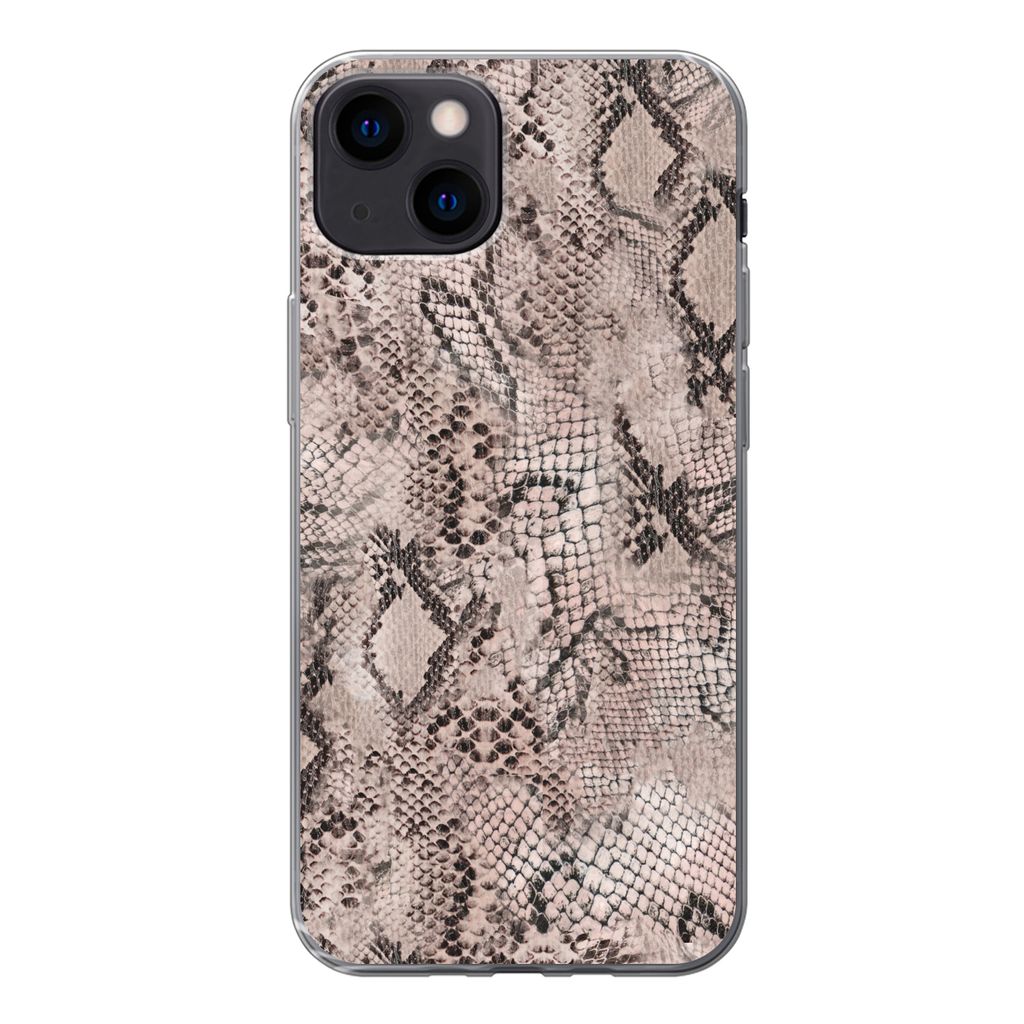 MuchoWow Handyhülle Schutzhülle Hülle für iPhone 13 Tiermuster - Grau - Schwarz Silikon Softcase Handy Hülle - Karteninhaber