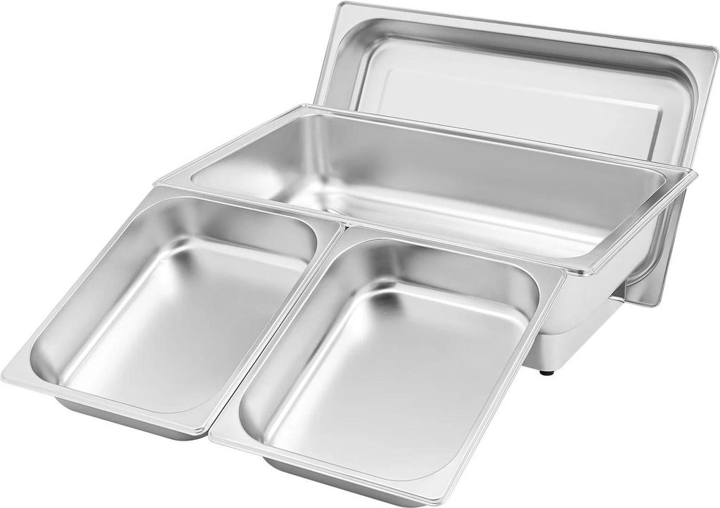 Buffetwärmer - Elektrischer Chafing Dish 2 Fächer 9 l - Digitale Temperatursteuerung - Edelstahl - Silber