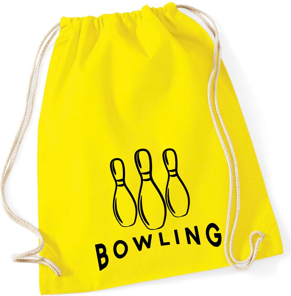 Huuraa Turnbeutel Bowling Pinns 12 Liter Yellow Baumwolle Rucksack Geschenkidee