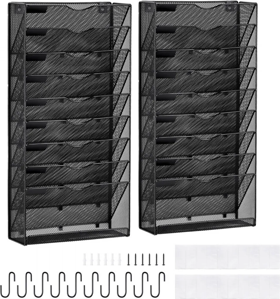 Fini le désordre avec ce porte-revues 10 compartiments en acier - 2 pcs
