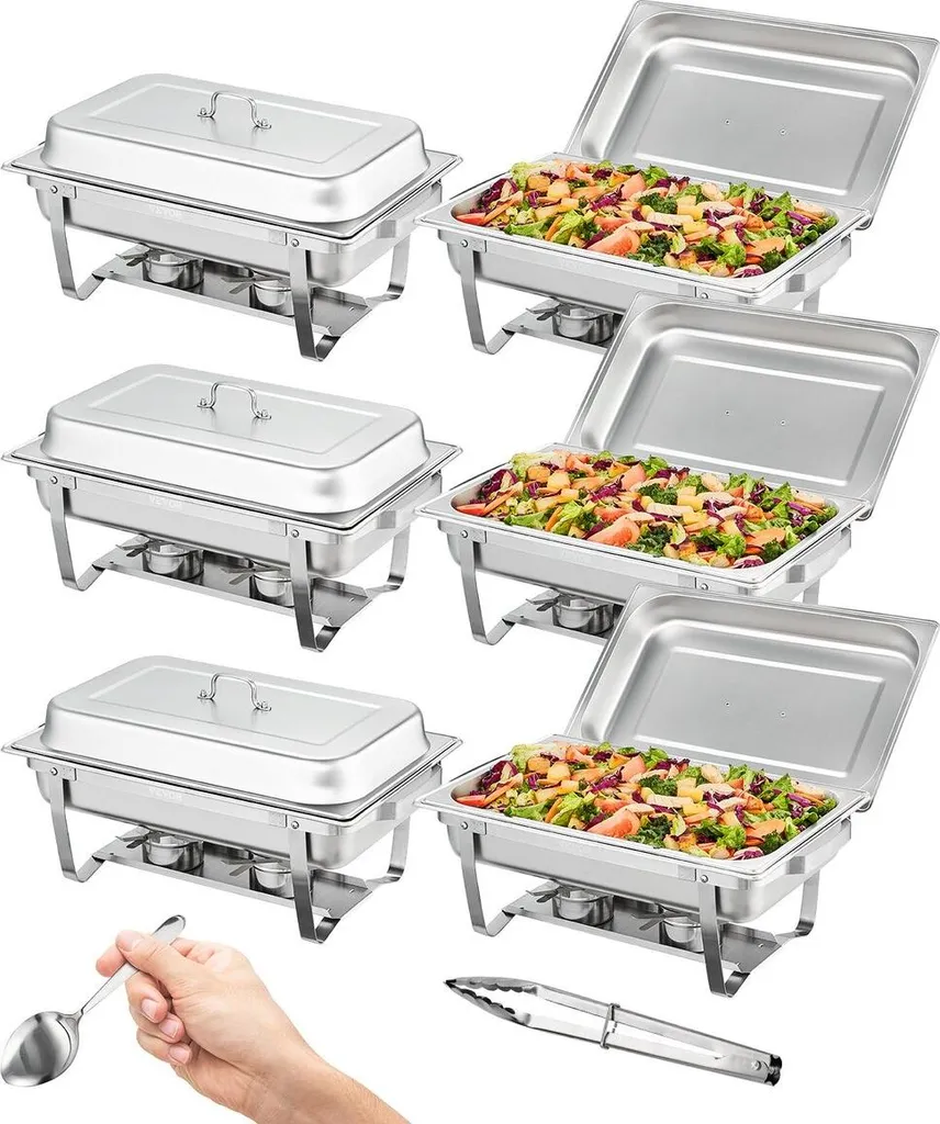 Réchaud de Buffet Rectangulaire en Inox - Service de Table pour 8 Pers