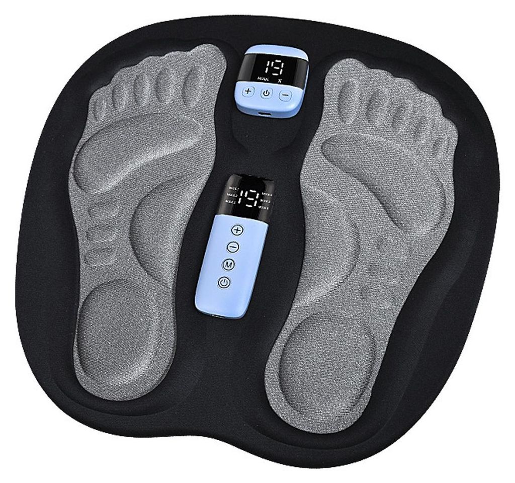 EMS Fußmassagegerät elektrisch 33x32cm – 15 Intensitäten & 6 Modi | Fernbedienung für Schmerzlinderung & Durchblutung