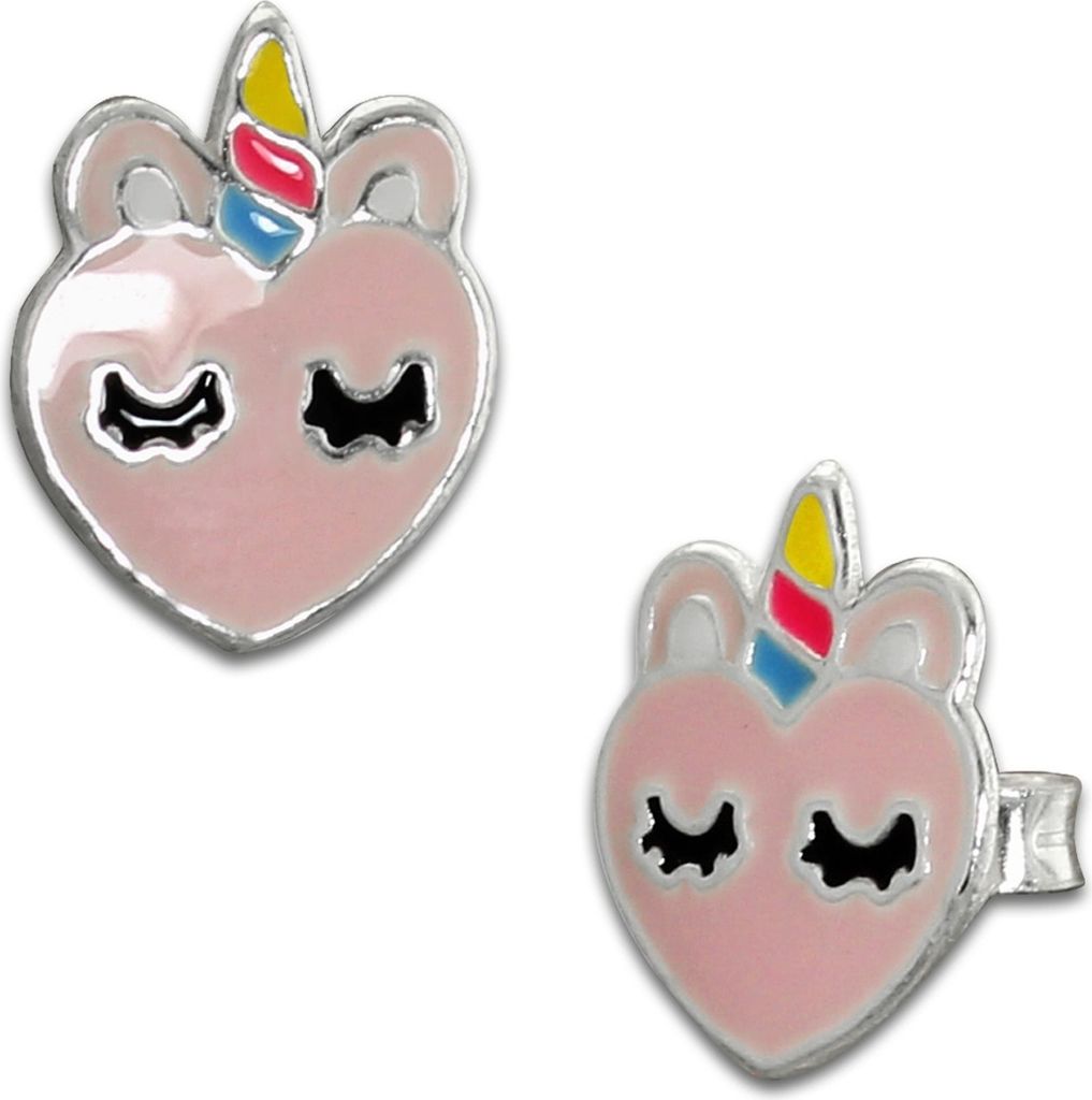 Teenie-Weenie rosa Ohrringe Einhorn Kopf Kinder 925 Silber Ohrstecker SDO8167A