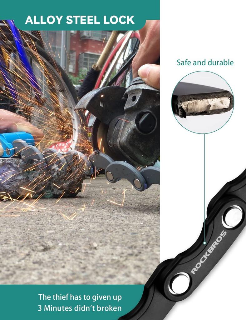 ROCKBROS Antivol Pliable Vélo 88 Cm – Cadenas Haute Sécurité En Acier Manganèse Support De Montage Pour VTT, Vélo Électrique, Moto Antivol Renforcé Manganèse ROCKBROS Antivol Pliable Vélo 88 Cm – Cadenas Haute Sécurité En Acier Manganèse Support De Montage Pour VTT, Vélo Électrique, Moto Antivol Renforcé Manganèse