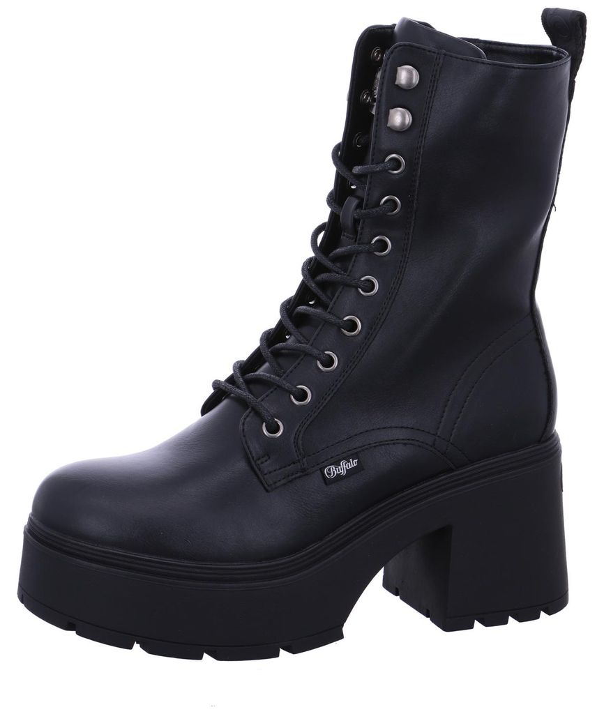 Buffalo Mila LaceUp Mid, czarne botki Zdjęcie produktu 