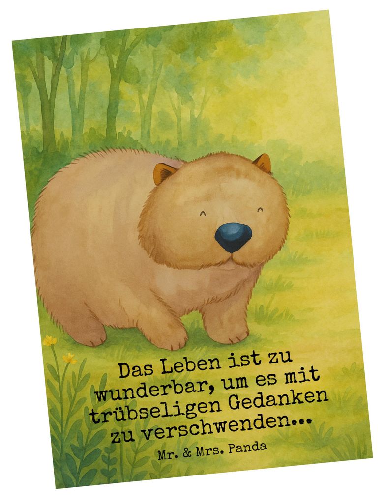 Mr. & Mrs. Panda Postkarte Wombat Design - Weiß - Geschenk, Spruch, Das Leben Ist schön, Ansichtskarte, Postkarten, Ansichtskarten, Australien, M...