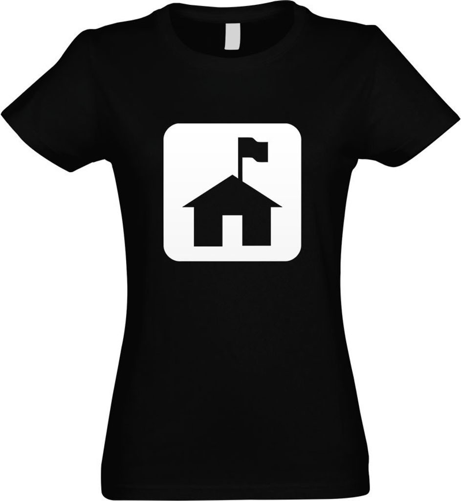 Kiwistar - T-Shirt tailliert - Damen - schwarz - Schutzhütte Kochplatz Piktogramme - mit Motiv Bedruckt - Funshirt Design - Sport - Freizeit - Dam...
