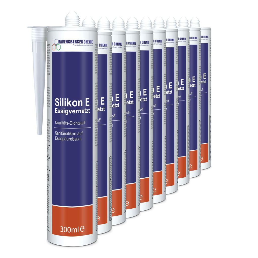 Ravensberger Chemie Silikon E 300 ml essigvernetzt – Sanitär Dichtstoff für Bad Küche – ideal für Fugen an Waschbecken Dusche & Fliesen - 1...
