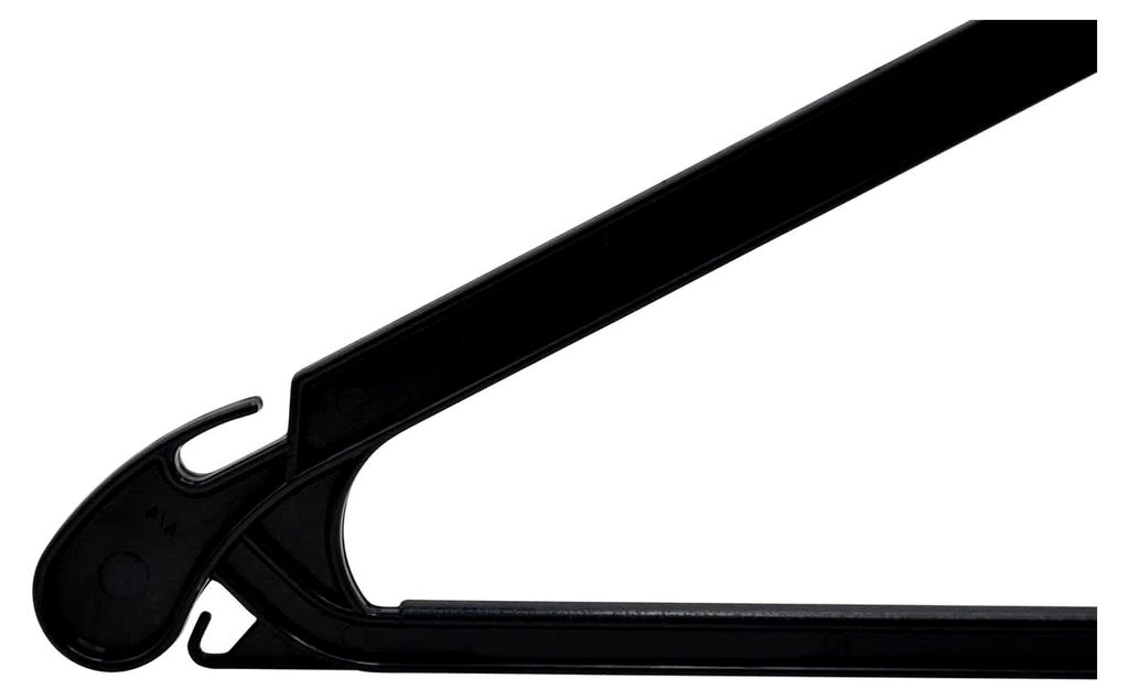 Kleiderbügel aus Kunststoff 43 cm, 20 Stück, mit 360° drehbarem Haken, schwarz, mit Hosensteg