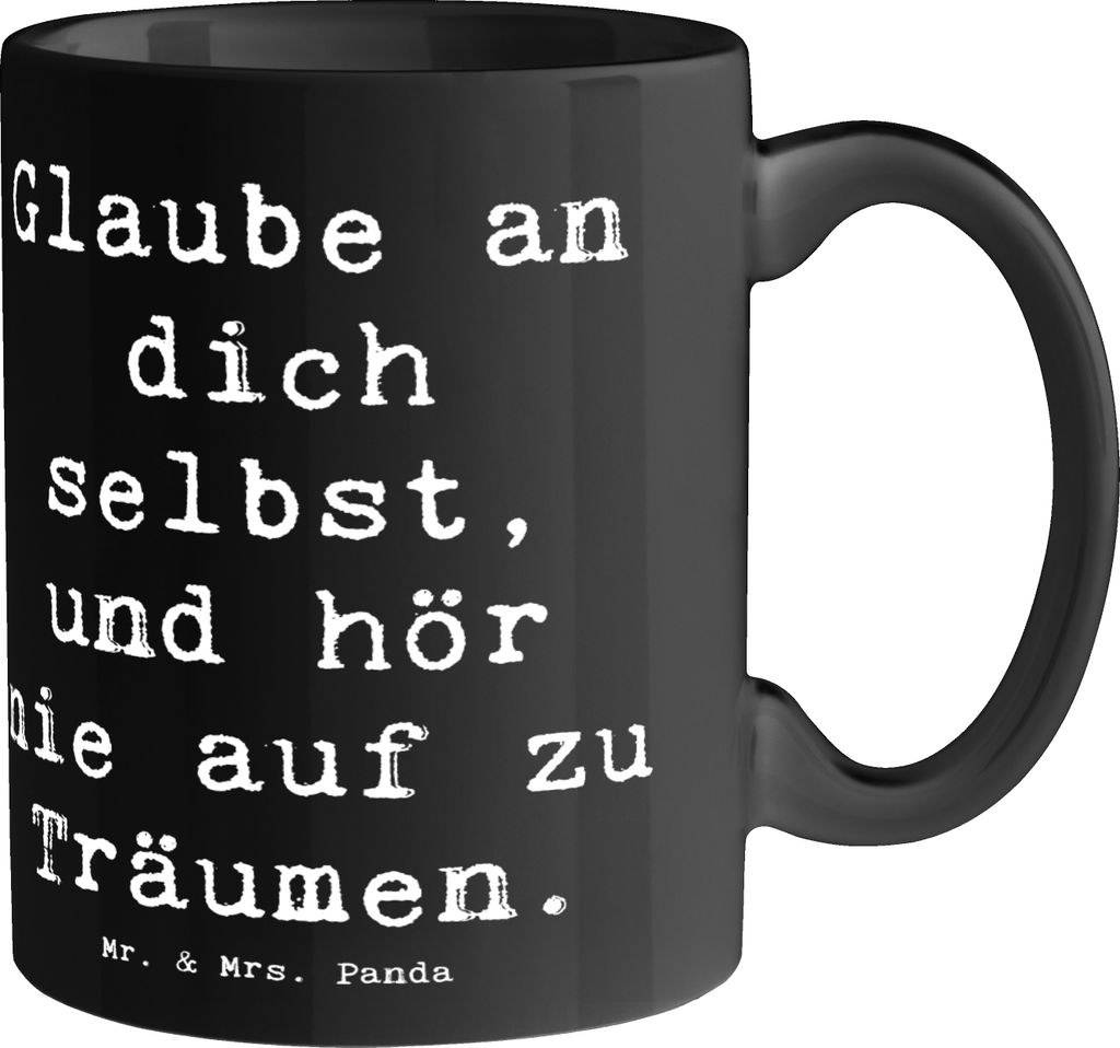 Mr. & Mrs. Panda Pott Spruch Glaube an sich selbst - Schwarz - Geschenk, kaffeetasse bedruckt, Teepott, Stimmung, Zitat, Zuversicht, Teetasse, Erf...