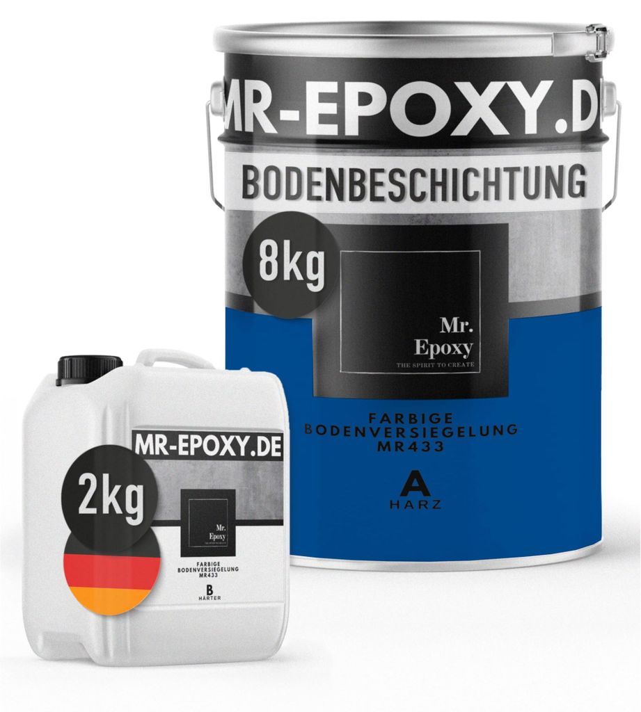 Mr. Epoxy Epoxidharz Bodenbeschichtung (10 kg, RAL 5017 Verkehrsblau) - 2K Betonfarbe für Garagen, Keller & Werkstatt Boden - Flüssigkunststoff E...