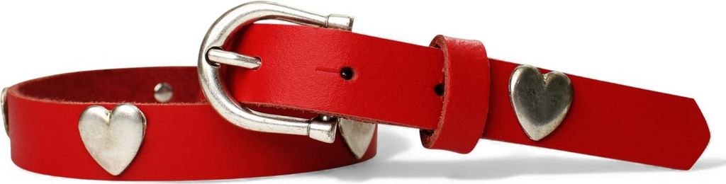 FRONHOFER süßer Kindergürtel mit Herznieten, echt Leder, 2,5 cm, silber