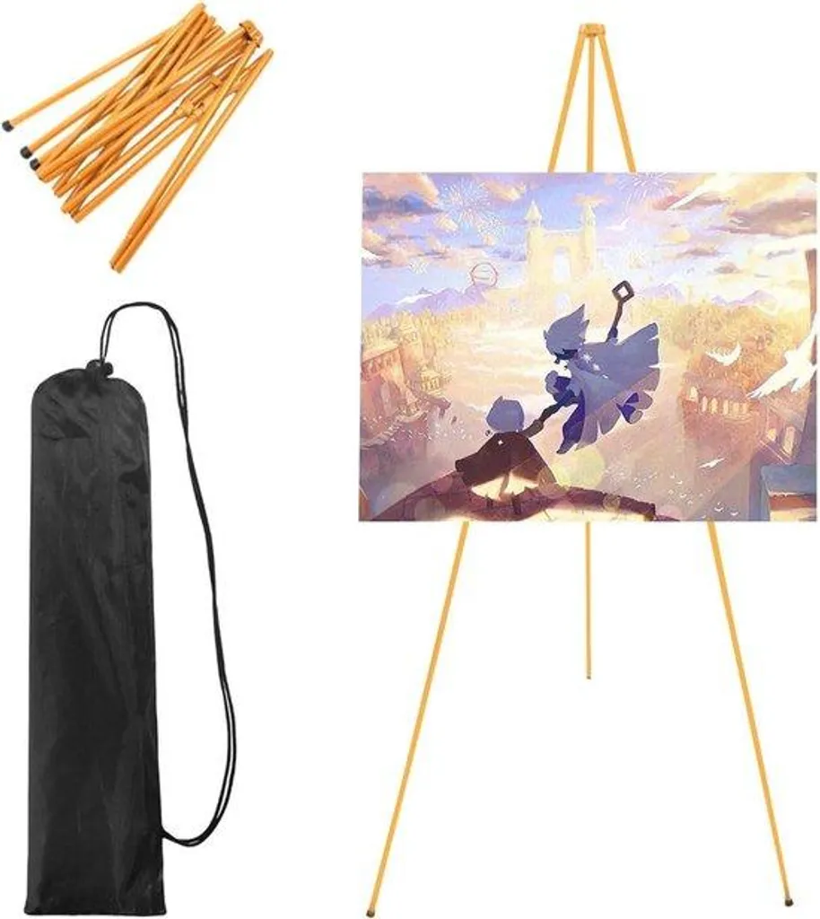 Support d'affichage artistique 169 cm chevalet de sol doré pliable