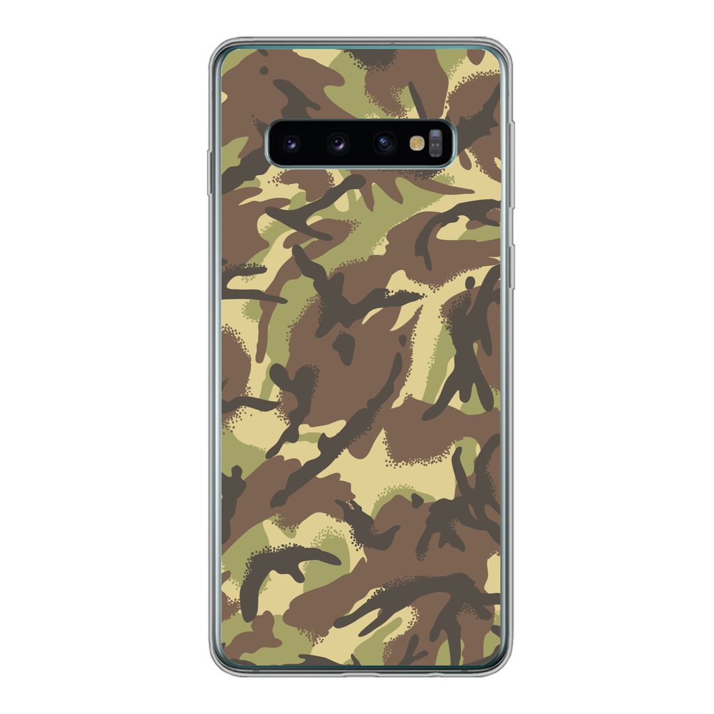 MuchoWow Handyhülle Schutzhülle Hülle für Samsung Galaxy S10 Camouflage-Muster in natürlichen Farben Silikon Softcase Handy Hülle - Handyta...