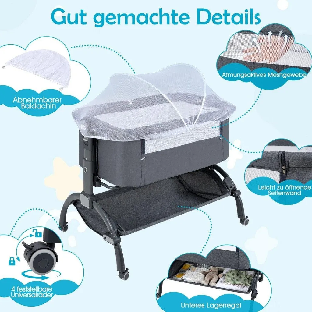 Lit bébé mobile gris : la solution idéale pour garder bébé près de soi - 4