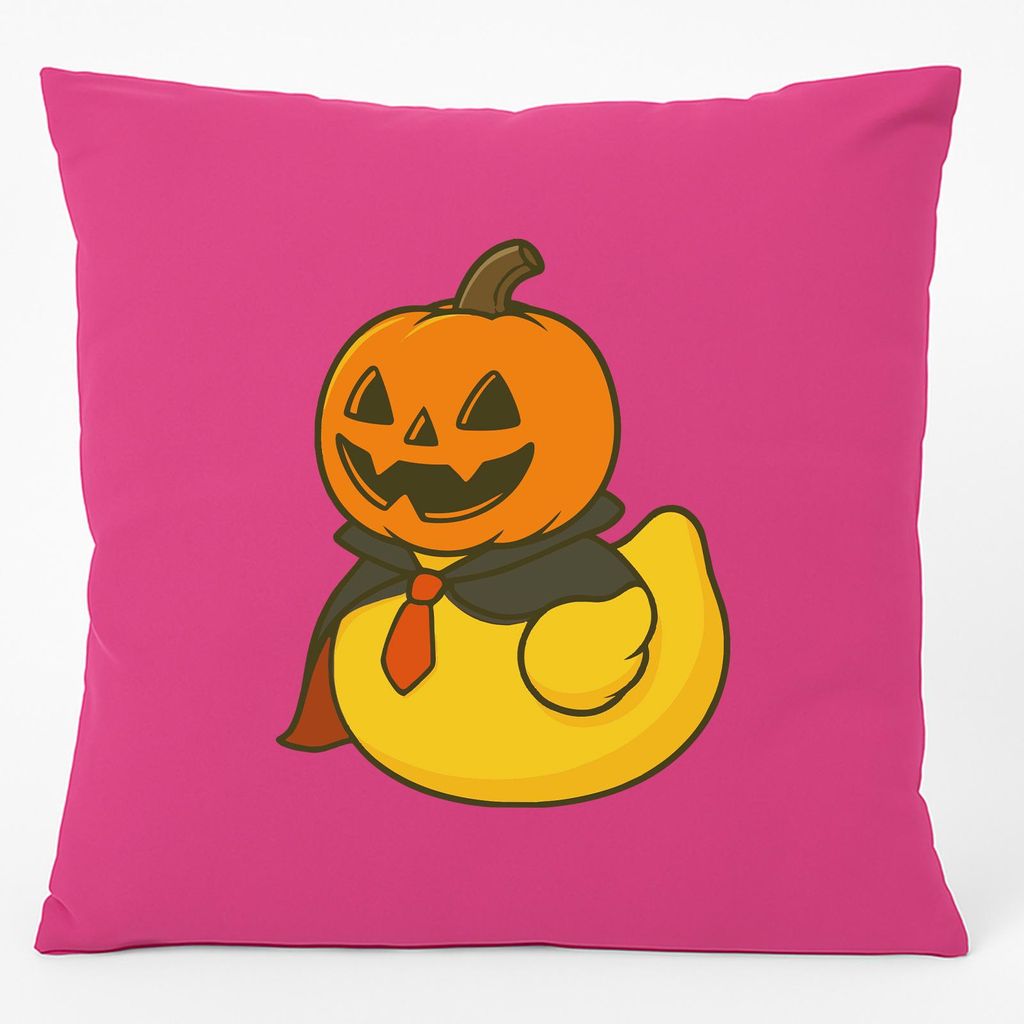 Huuraa Kissen Quietscheente Halloween Comic Gummiente 40x40cm mit Füllung Fuchsia Baumwolle Dekokissen Geschenkidee