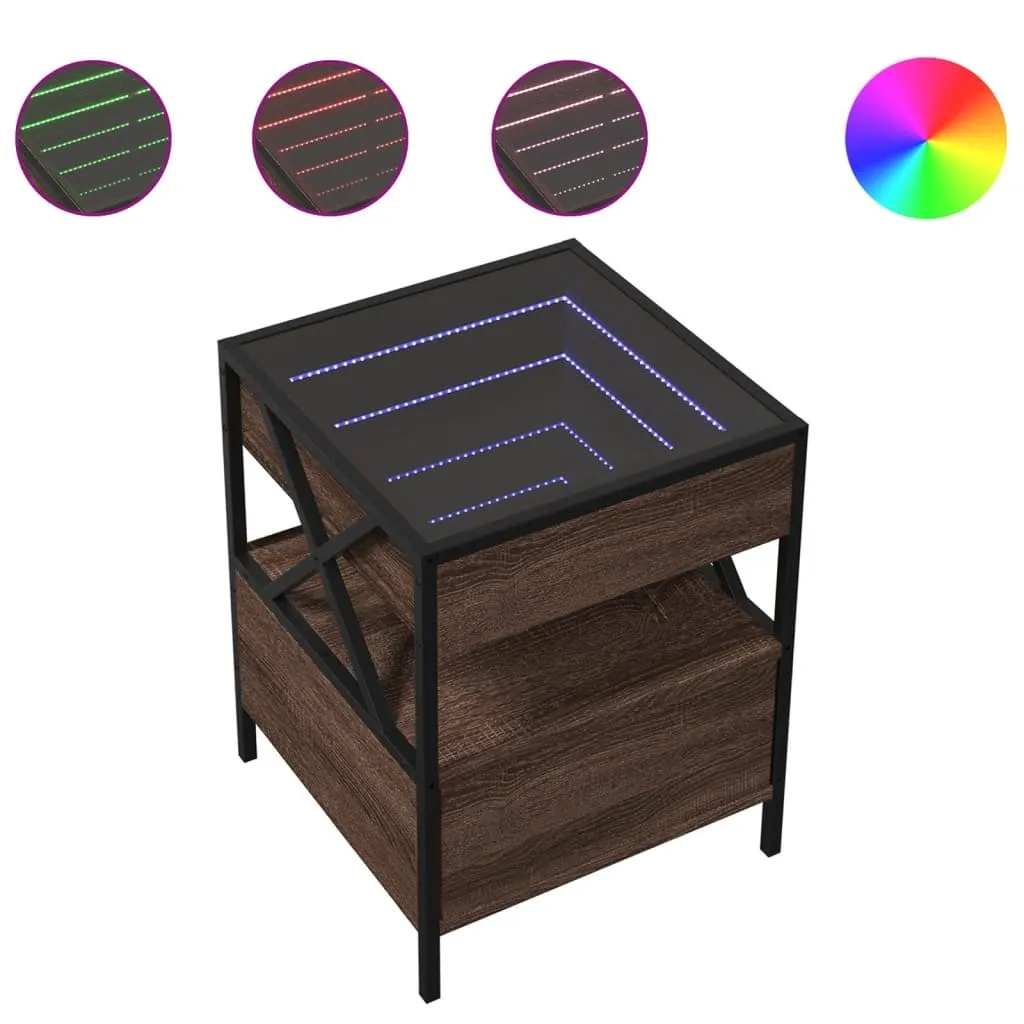 Offerta Tavolino LED Infinity 40x40 cm - Rovere Marrone Moderno
