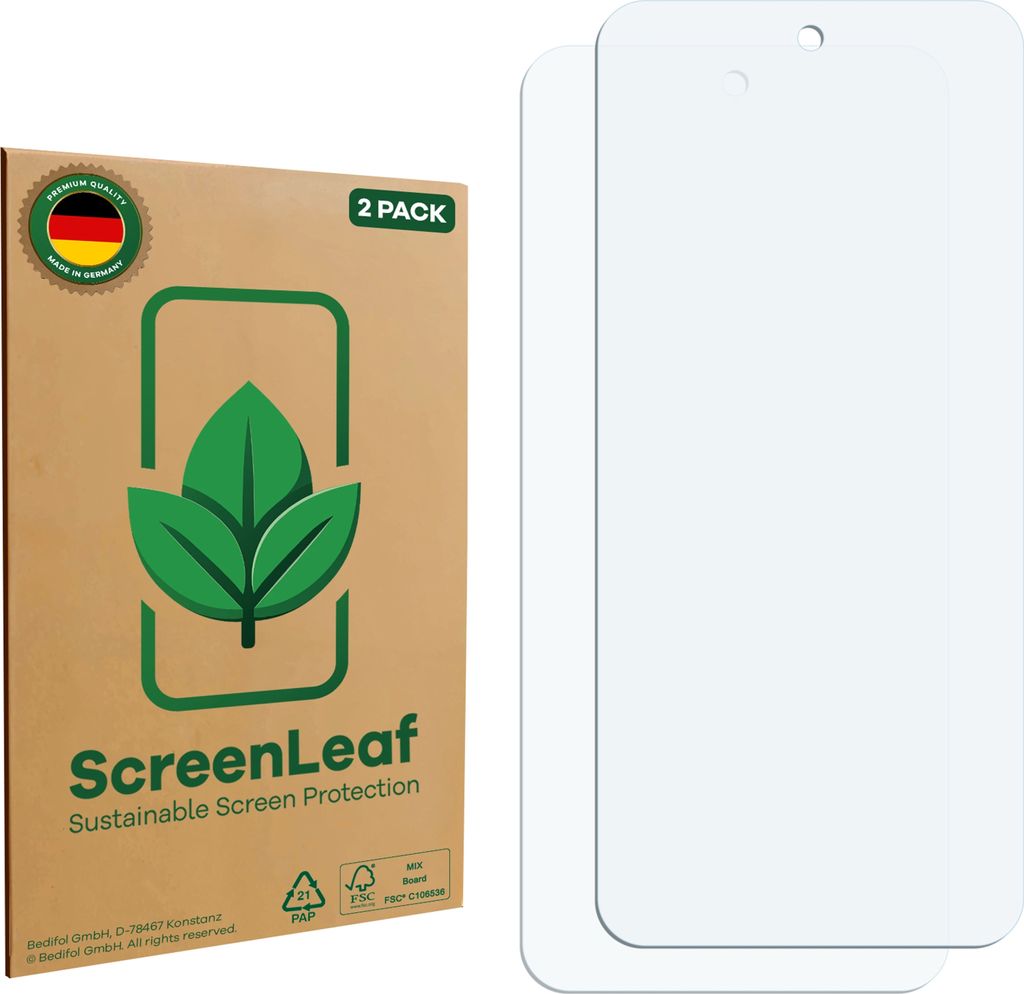 2x ScreenLeaf Schutzfolie für Oppo A5 Pro 5G nachhaltiger Displayschutz Display Schutz Folie Klar Transparent