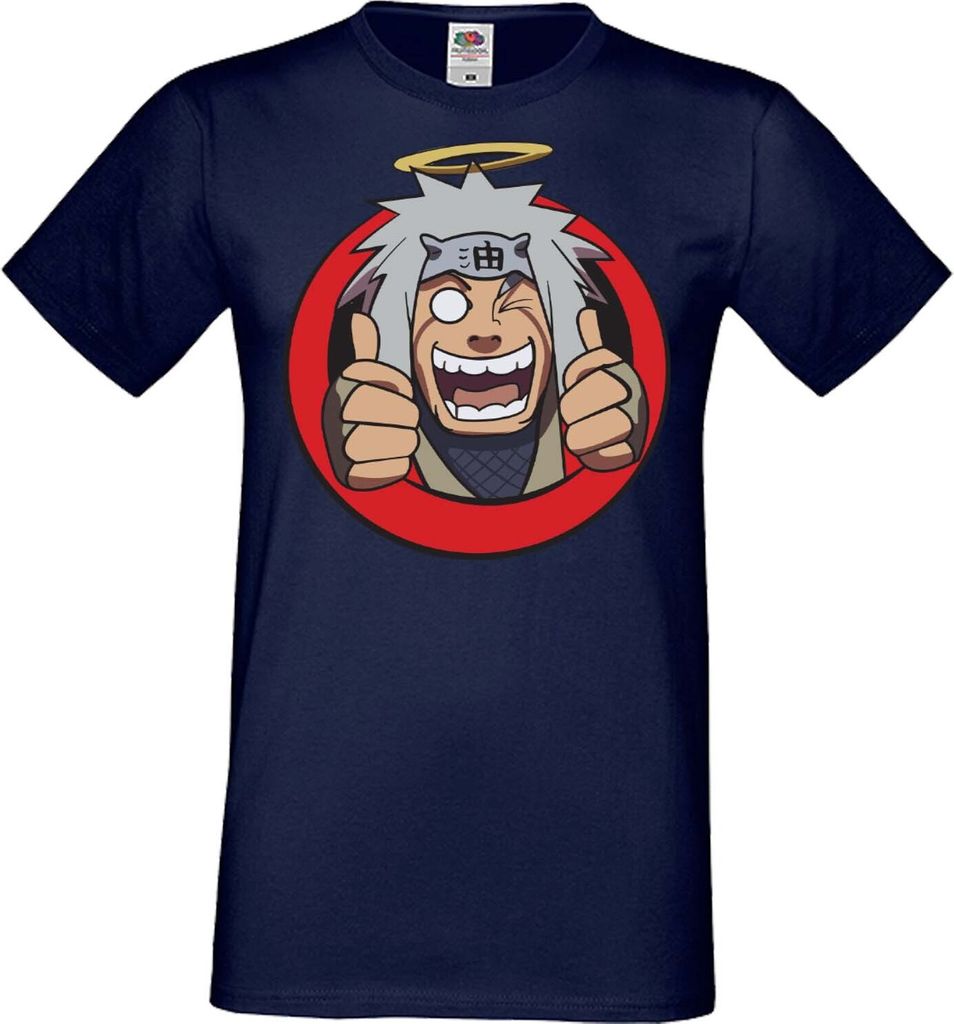 Herren T-Shirt Anime Manga Naruto Jiraya 02 Toad Master, Man M / Dunkelblau
