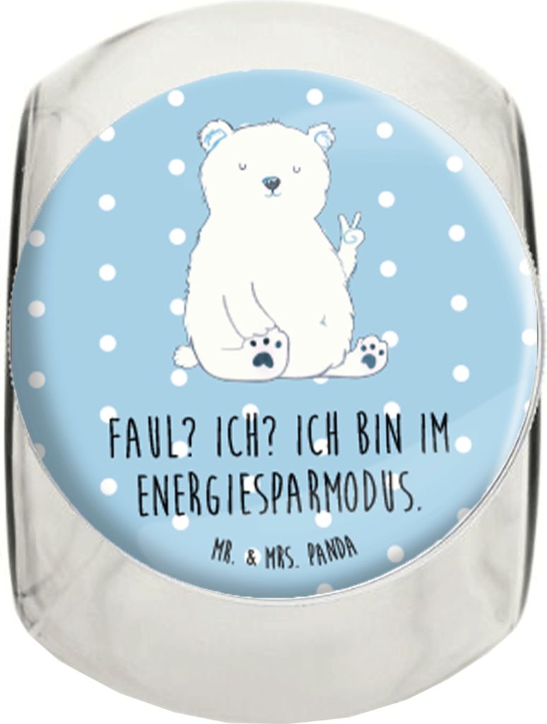 Mr. & Mrs. Panda Frischhaltedose Eisbär Faul XL 2000ml - Blau Pastell - Geschenk, Kaffeedose, Entspannen, Homeoffice, Teddy, Nordpol, Vorratsglas,...