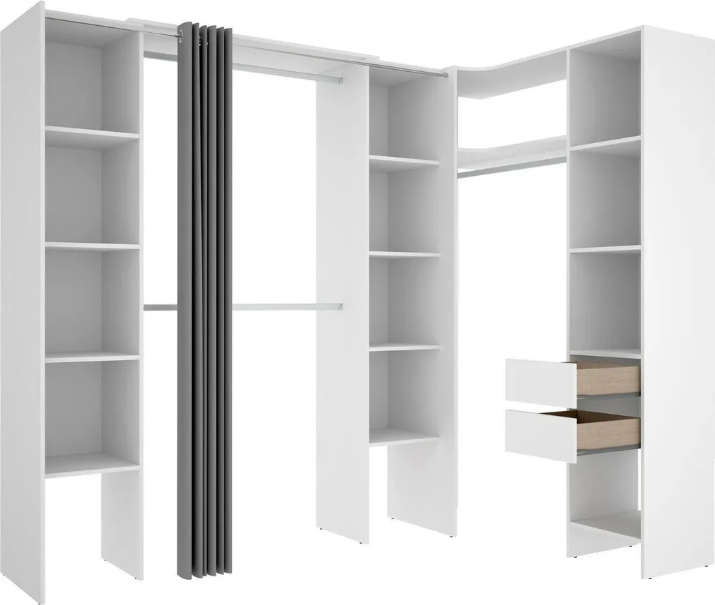 Armoire 234x205 cm Blanche Dindo : Stop au Désordre avec ses 2 Tiroirs