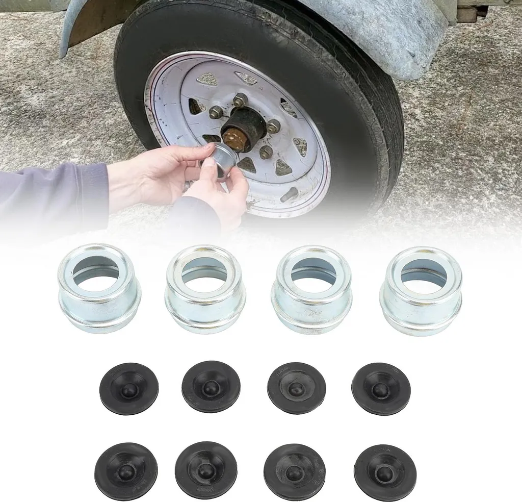 4 set di tappi antipolvere per cuscinetti dei mozzi dei rimorchi, tappi per assali, copri grasso per il centro ruota con 8 tappi in gomma per camper, furgoni, imbarcazioni con peso di 2,72 pollici e 7000-8000 libbre - 4