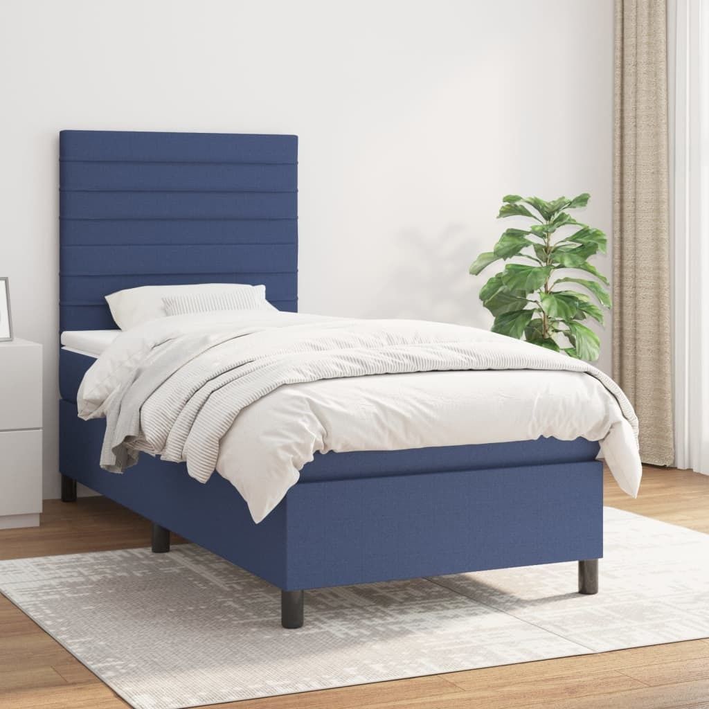 Maison Exclusive - Boxspringbett mit Matratze Blau 80x200 cm Stoff
