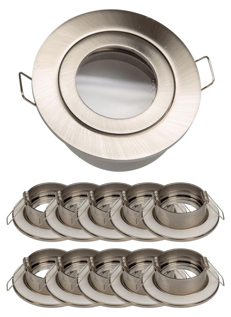 10x Einbaurahmen GU10 SET Satin-Nickel 832-SN Ø60 mm IP44 Produktbild 