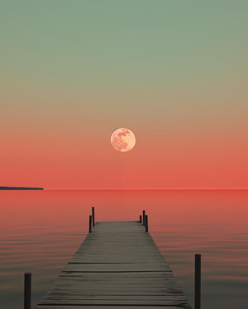 Plakat 40x50cm Mond über dem Wasser