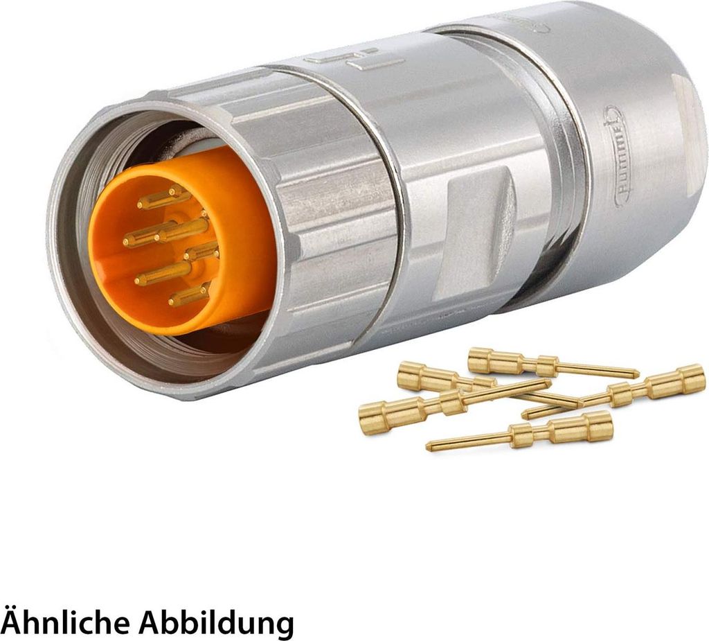 HUMMEL SET inkl. Kontakte M16 Kabelsteckverbinder, Crimpeinsatz gerade Polzahl 6+PE, Stift lange Version Kabelabgang