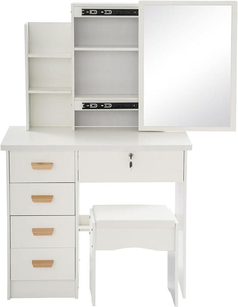, Schminktisch Weiß Schlafzimmermöbel Vanity Set Produktbild 