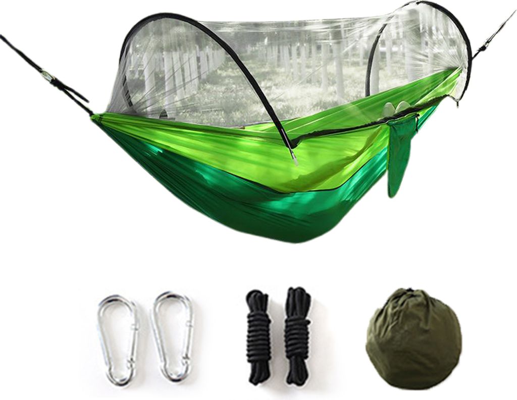 Camping-Hängematte mit Mückennetz, 200 kg, atmungsaktiv, leicht, tragbar, Einzelhängematte mit Baumgurten, einfach aufzubauen, Wanderhängematte...