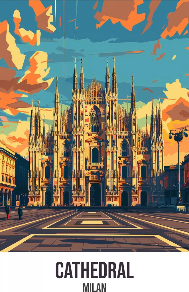 Plakat 13x18cm Kathedrale, Mailand