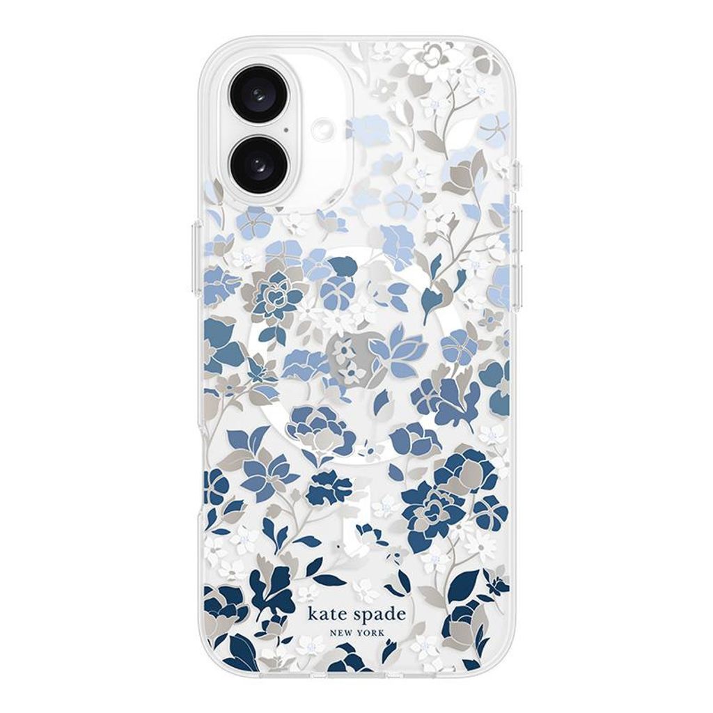 Kate Spade New York schützende Edelsteine MagSafe - Etui iPhone 16 Plus (Blumenbeet blau)
