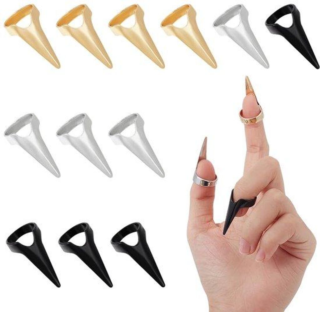 Gothische Nagelringe in Lichtgoud/Platina/Zwart, 15 Stück