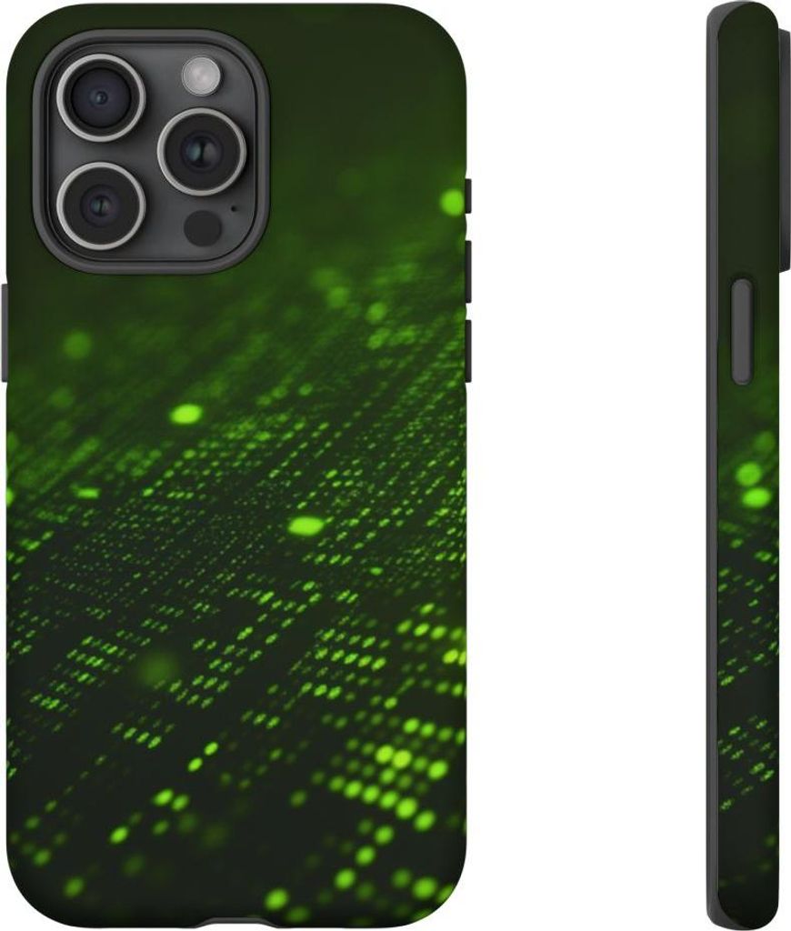 Futuristisches grünes Partikelgitter – Hülle Kompatibel mit iPhone 15 Pro Max