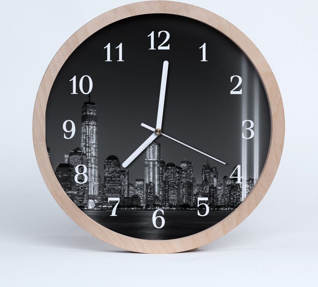 Holzuhr 20fi cm wanduhr - Schwarz-Weiß-Stadt