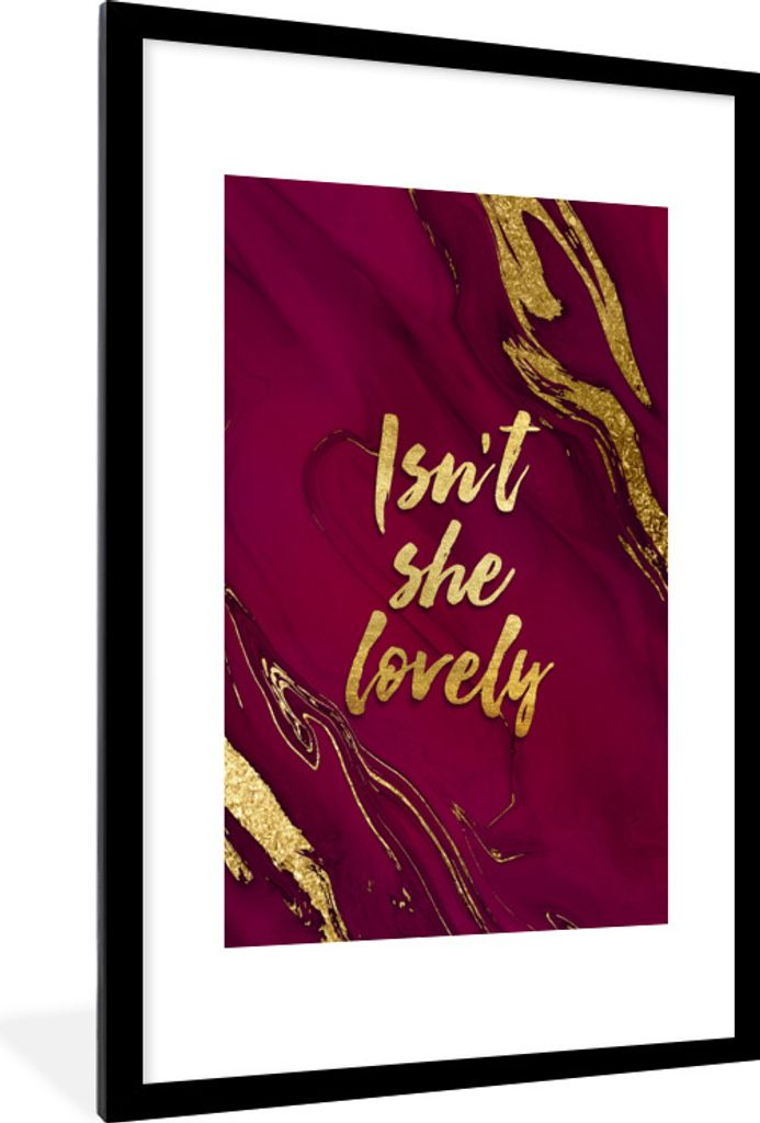 MuchoWow® Gerahmtes Poster Wunderschön - Gold - Rosa - Produktbild 