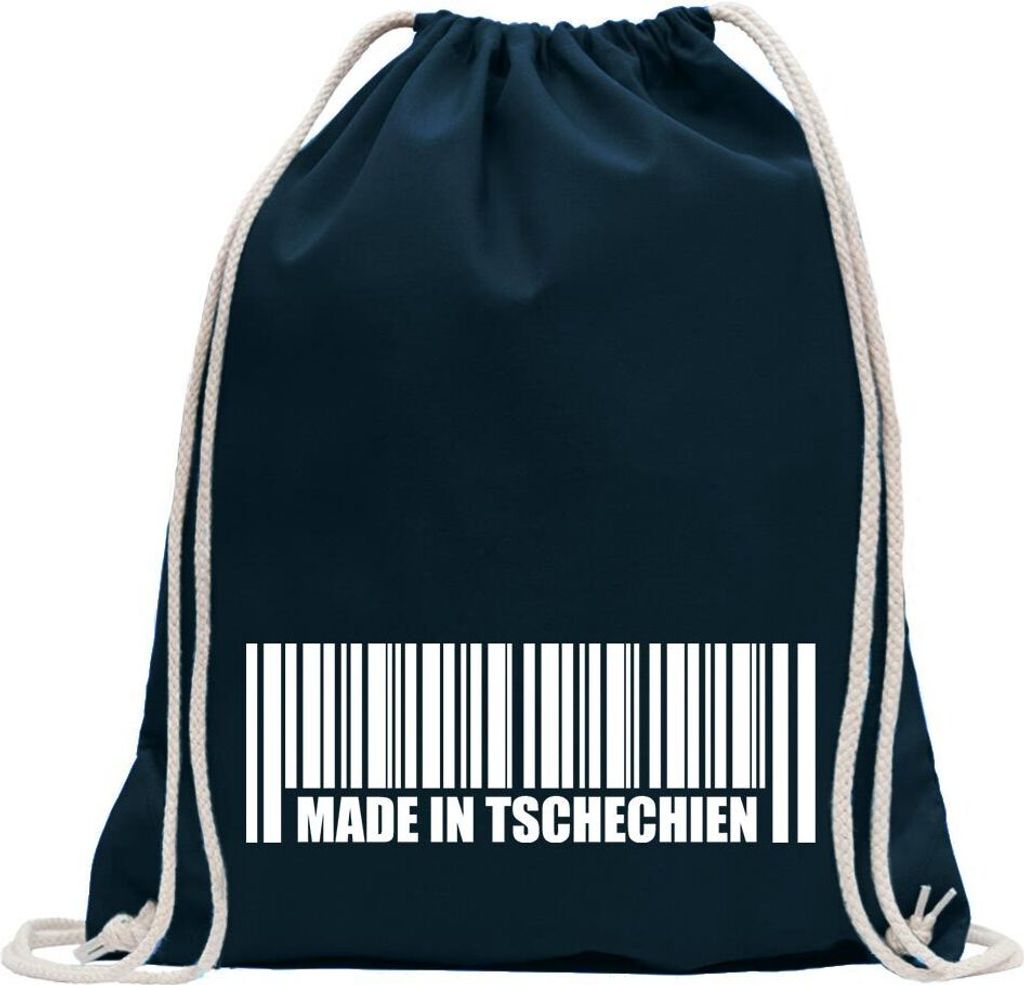 Kiwistar - Turnbeutel - dunkelblau - Tschechien Barcode - Fun Rucksack Sport Beutel Gymsack Baumwolle mit Ziehgurt